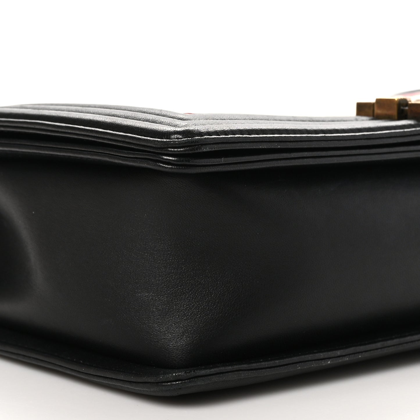 Lambskin Quilted Crest Embellished New Medium Boy Flap Black White Blue