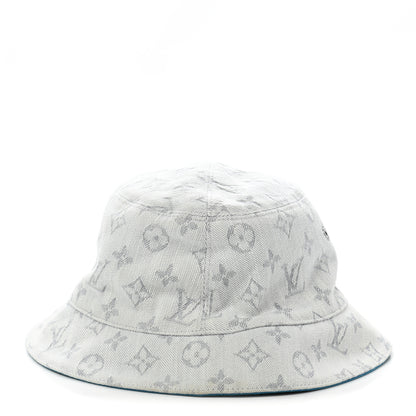 Louis Vuitton Monogram Denim Transformable Bob Bucket Hat 60 White Blue 5 of 9