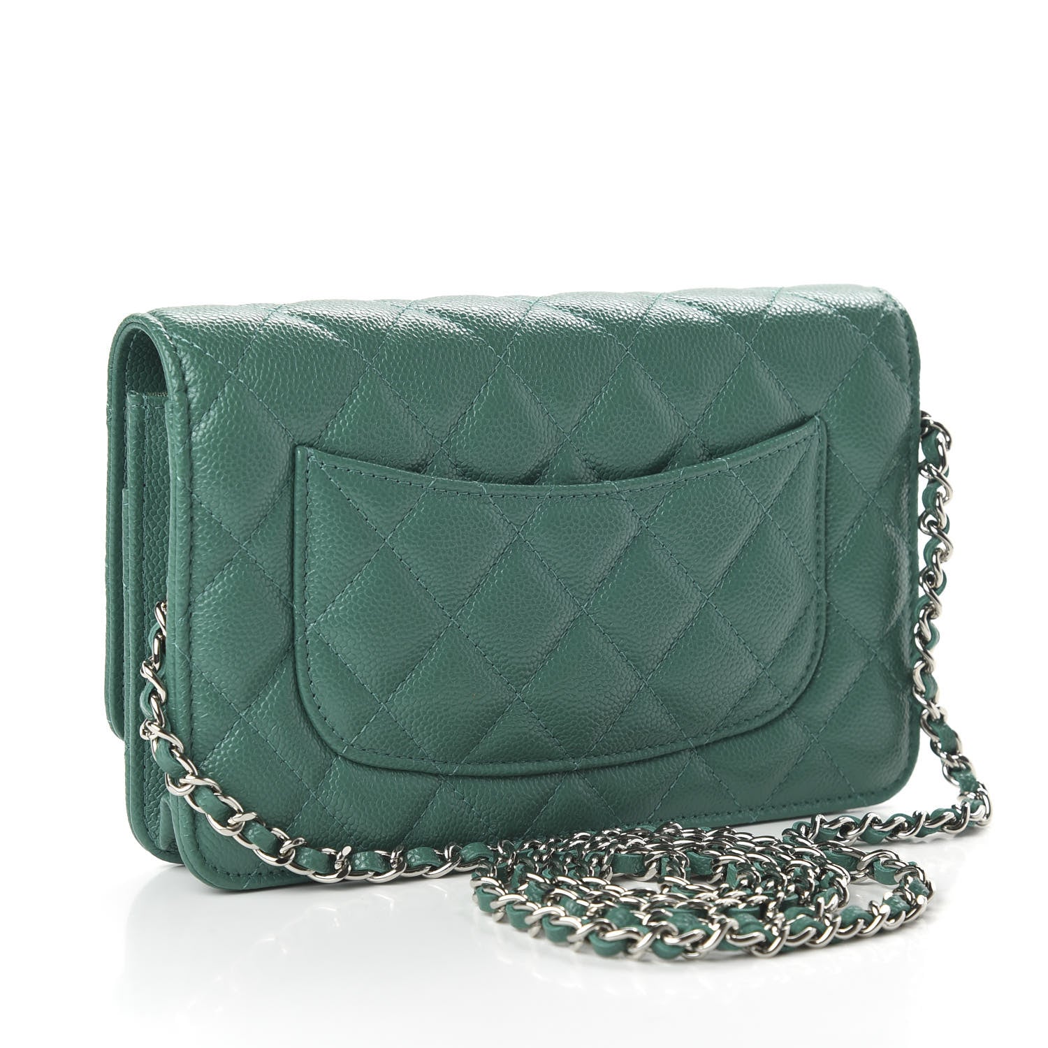 Chanel Iridescent Caviar Quilted Wallet On Chain WOC Green 3 of 11
