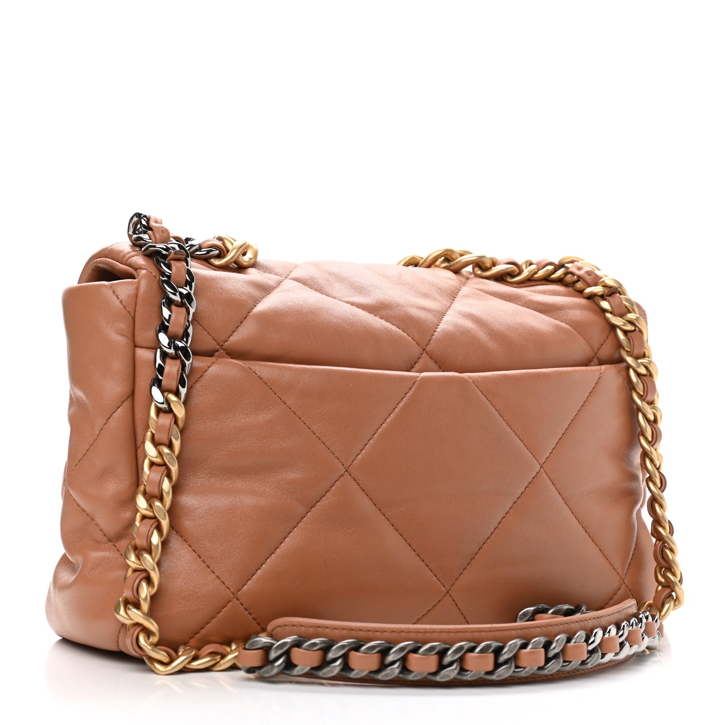 Lambskin Quilted Large Chanel 19 Flap Brown