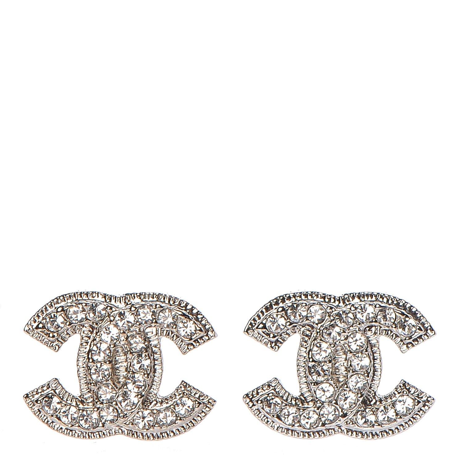 Chanel Crystal CC Earrings Silver 1 of 6