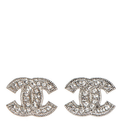 Chanel Crystal CC Earrings Silver 1 of 6