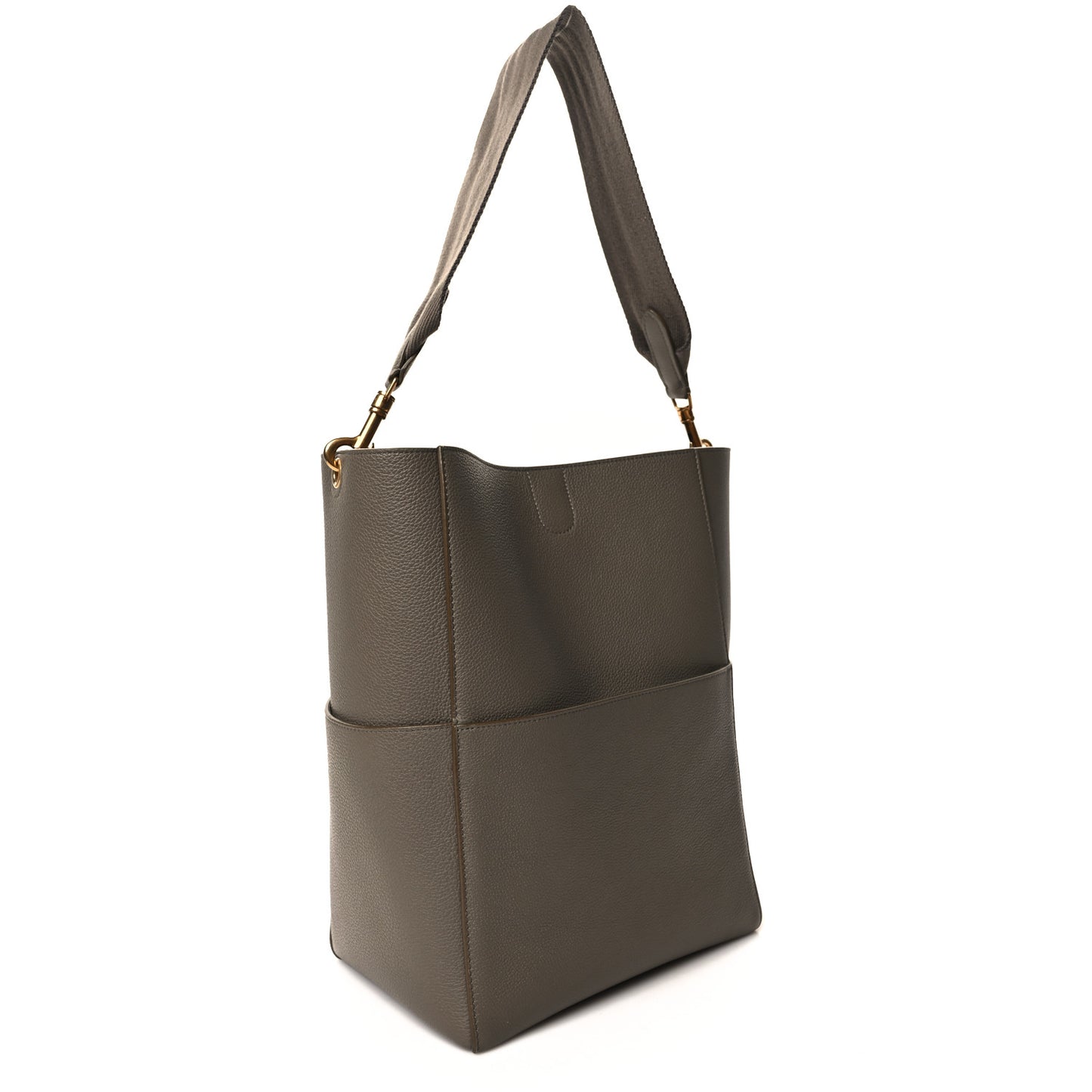 Soft Grained Calfskin Sangle Bucket Bag Taupe