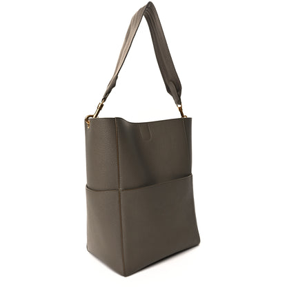 Celine Soft Grained Calfskin Sangle Bucket Bag Taupe 3 of 12