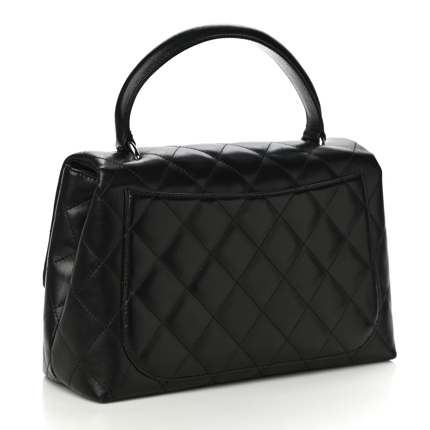 Lambskin Quilted Medium Kelly Flap Bag Black