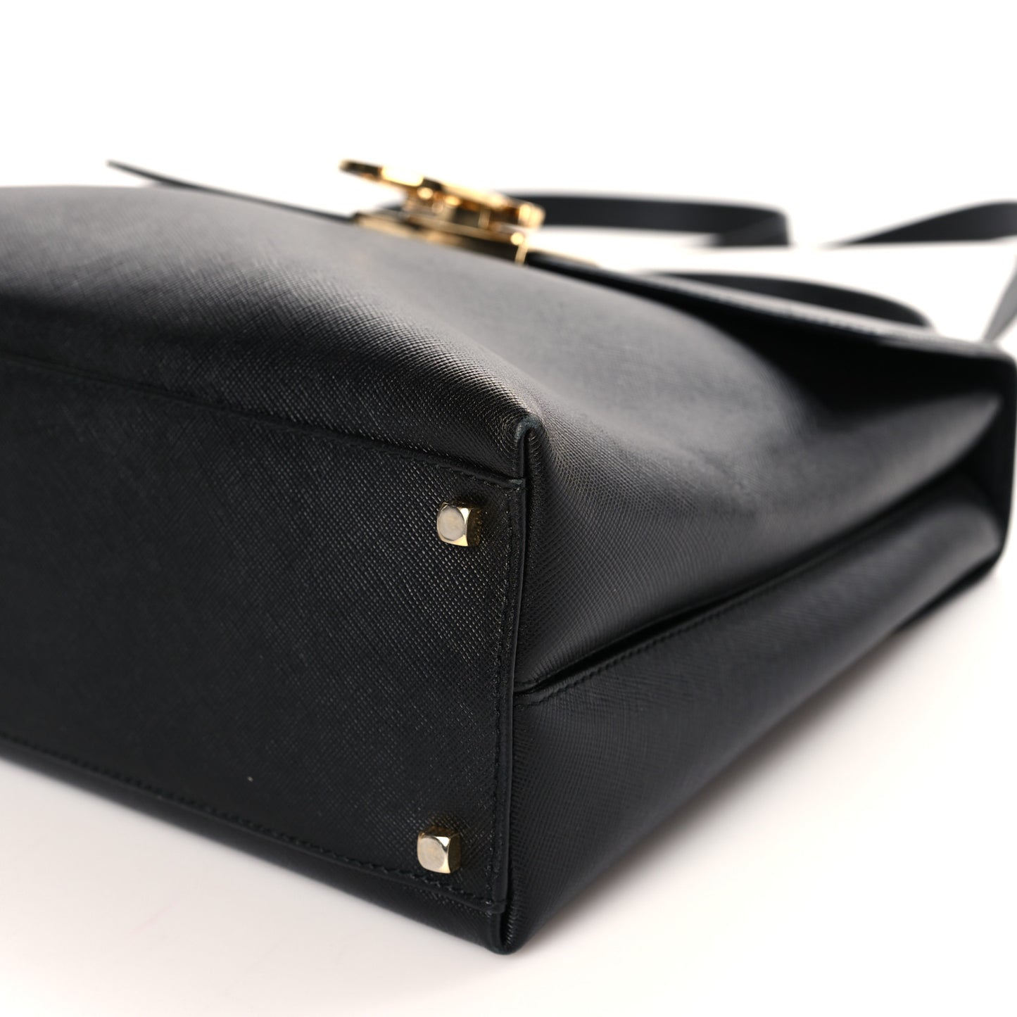 Hammered Calfskin Top Handle Bag Black
