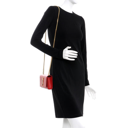 Saint Laurent Grain De Poudre Small Monogram Kate Satchel Red 2 of 10