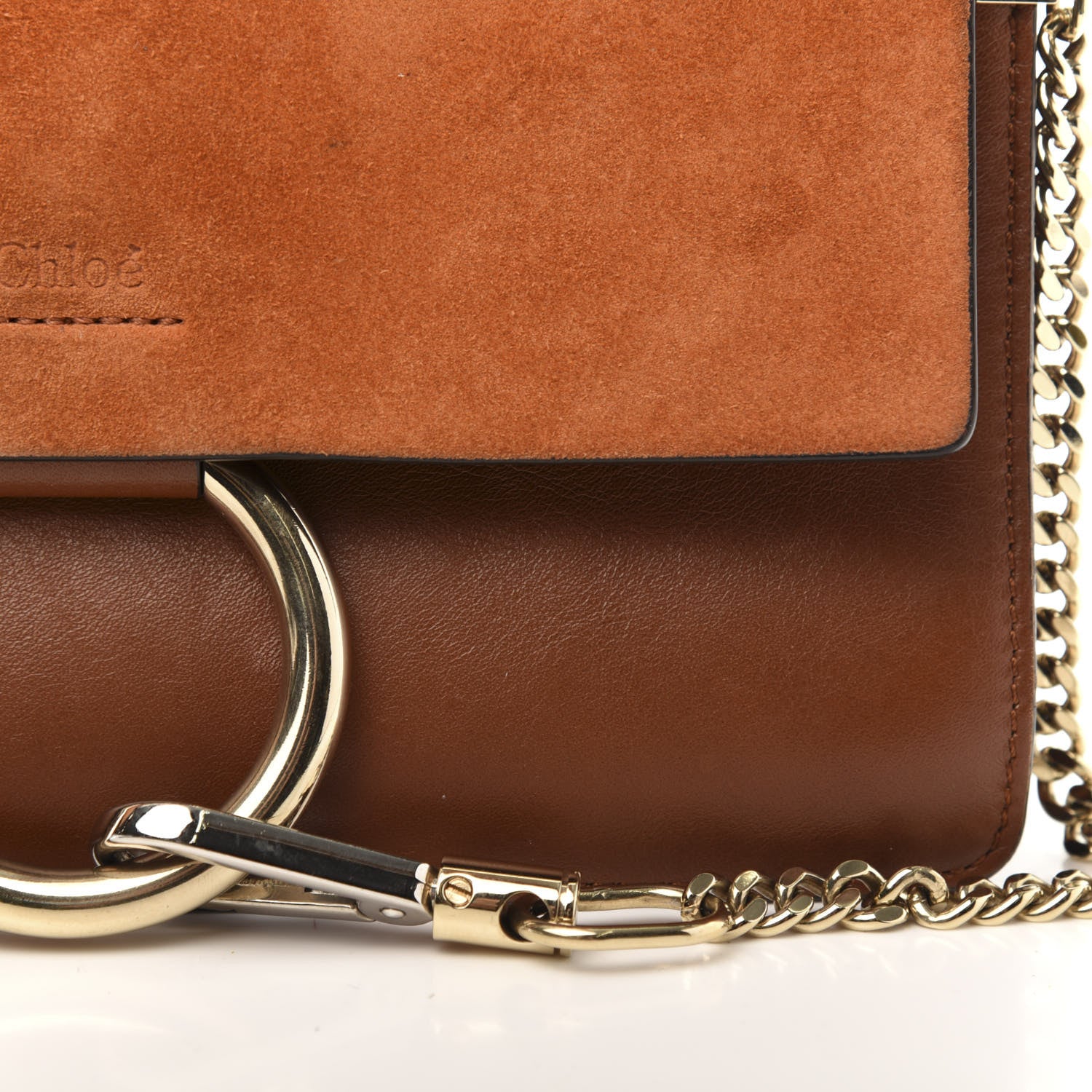 Chloe Suede Calfskin Small Faye Shoulder Bag Tobacco 10 of 14