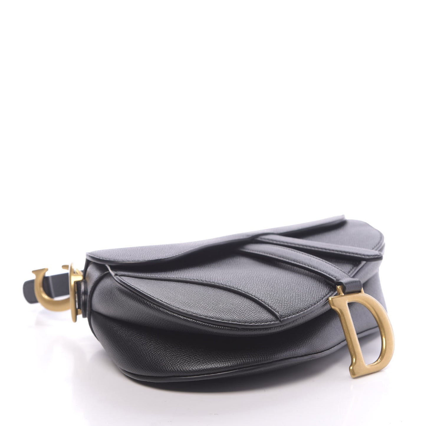 Grained Calfskin Saddle Bag Black