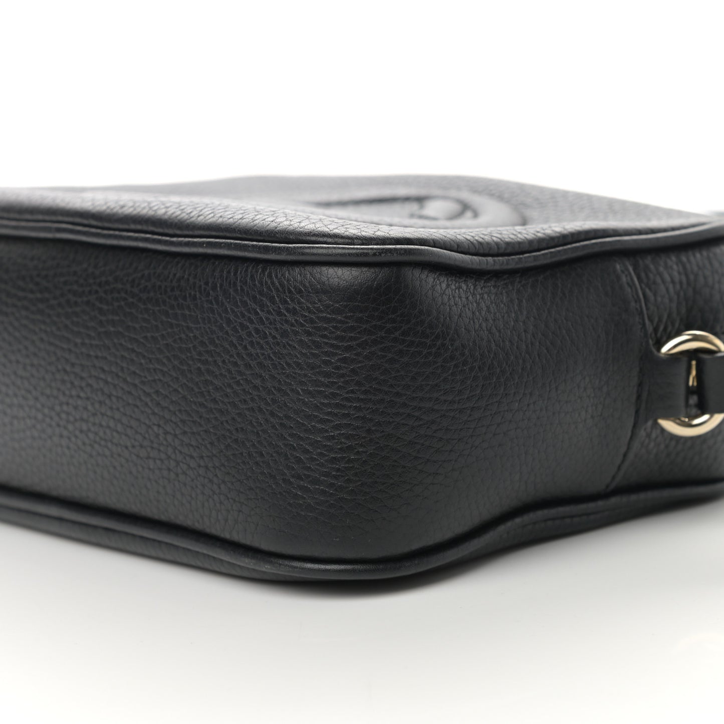 Pebbled Calfskin Small Soho Disco Bag Black
