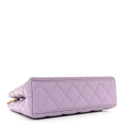 Chanel Shiny Aged Calfskin Quilted Nano Kelly Shopper Lilac 7 of 19