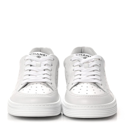 Chanel Grained Calfskin Fabric Womens Logo Sneakers 37 White 2 of 11