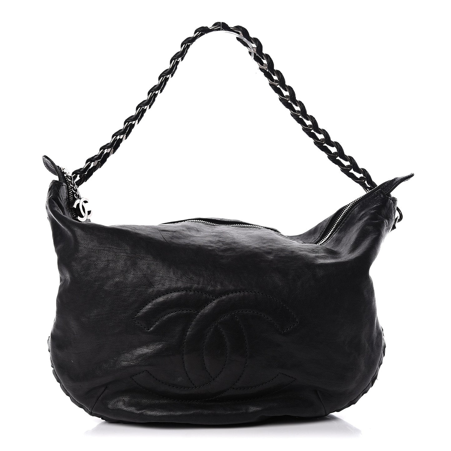 Calfskin Modern Chain Hobo Black