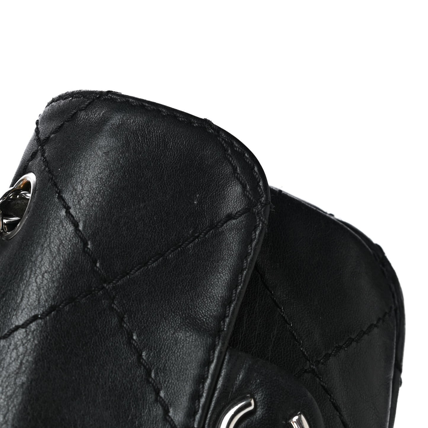 Lambskin Small Stitched Mini Flap Black