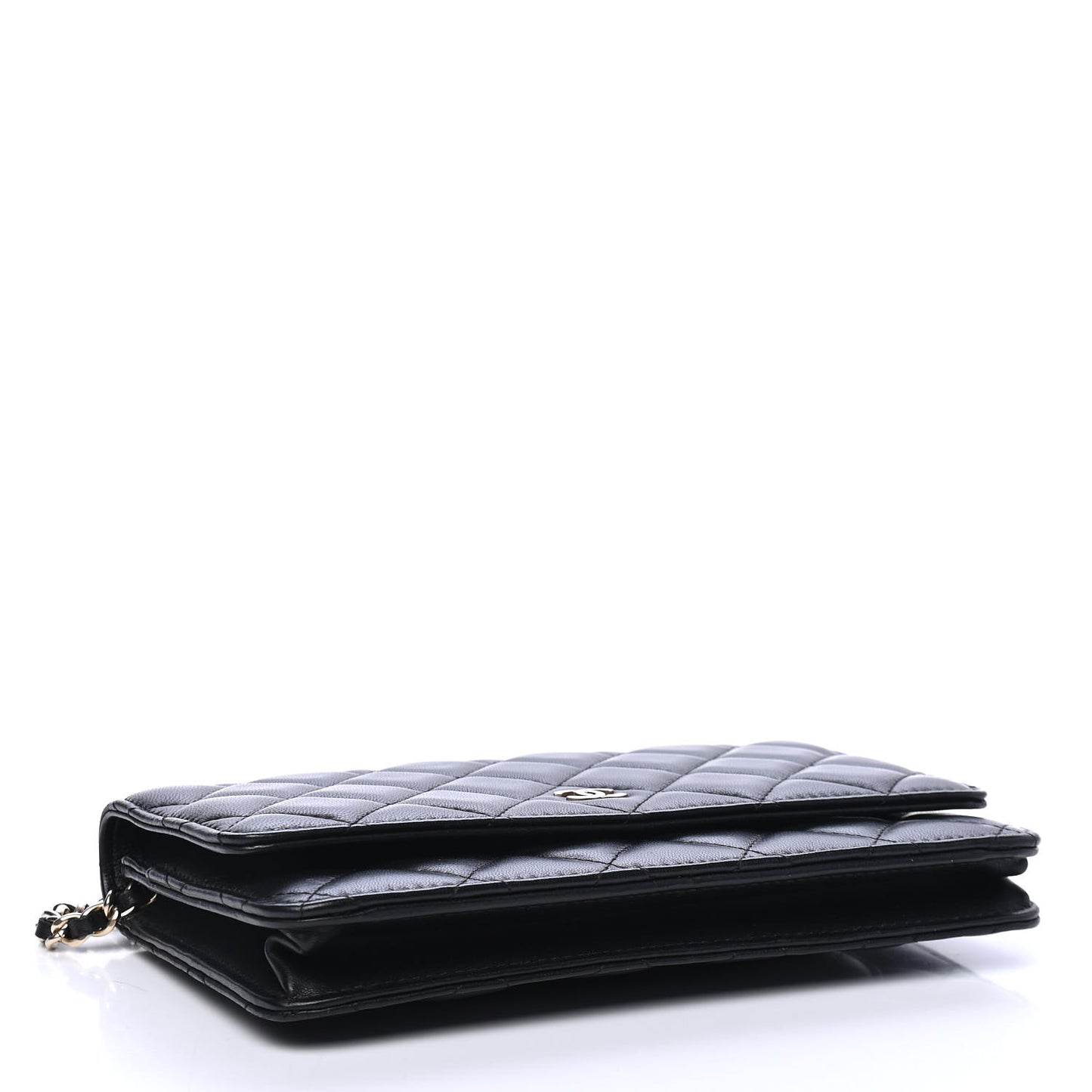 Lambskin Quilted Wallet On Chain WOC Black