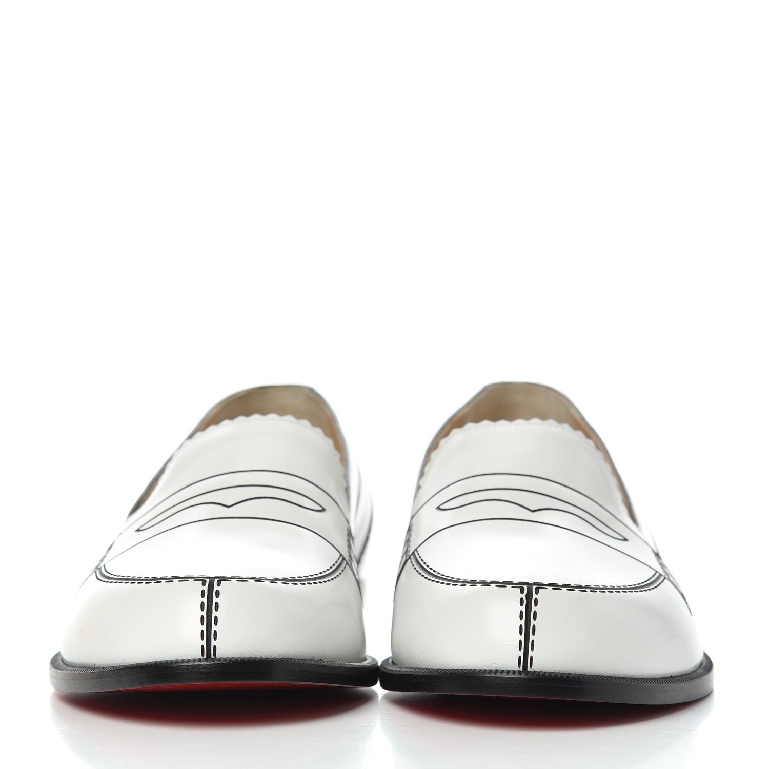 Christian Louboutin Calfskin Women Mocalaureat Tromp L'oeil Loafers 39 White 2 of 13