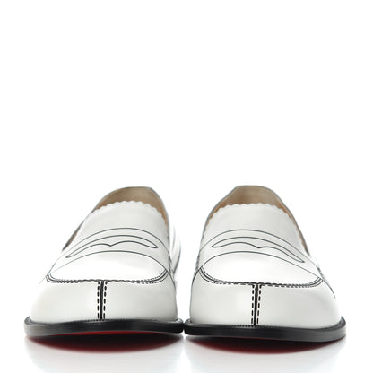 Christian Louboutin Calfskin Women Mocalaureat Tromp L'oeil Loafers 39 White 2 of 13