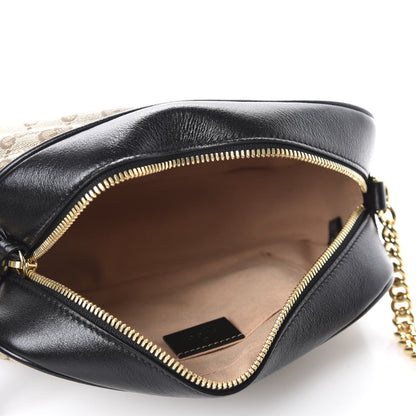 Gucci Monogram Matelasse Diagonal Small GG Marmont Chain Shoulder Bag Beige Black 5 of 10