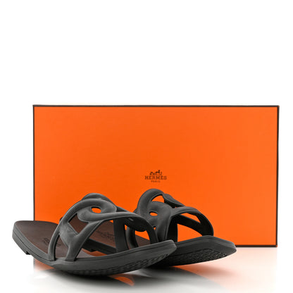 Hermes Rubber Aloha Sandals 38 Black 9 of 9