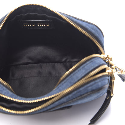 Miu Miu Denim Double Zip Crossbody Bag Blue Black 5 of 9