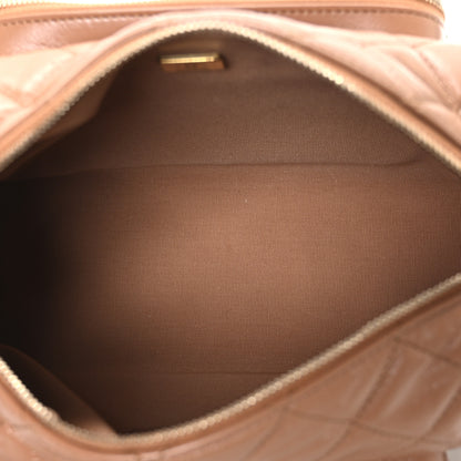 Chanel Shiny Crumpled Lambskin Quilted Medium Preppy Pocket Camera Case Brown 5 of 10