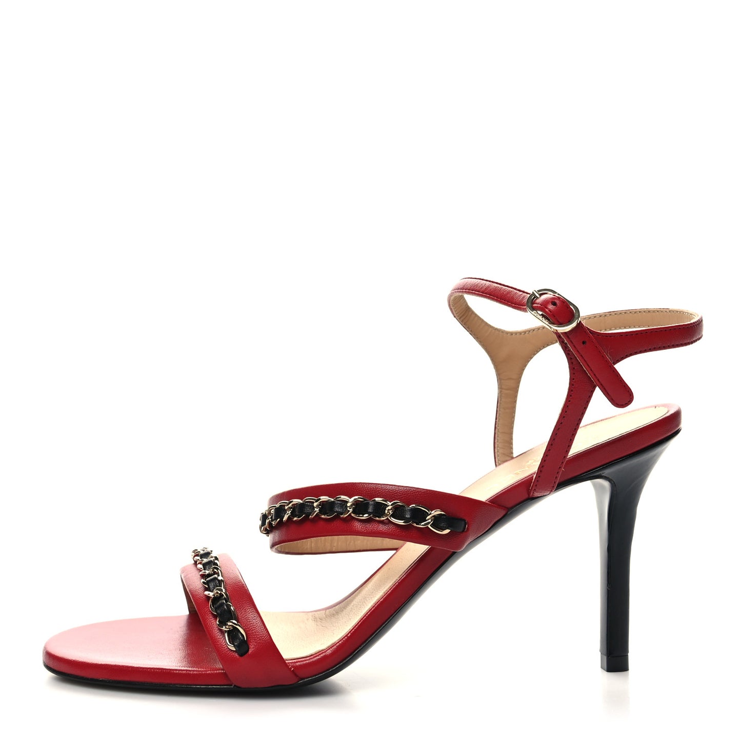 Lambskin Chain Strap Sandals 39.5 Dark Red