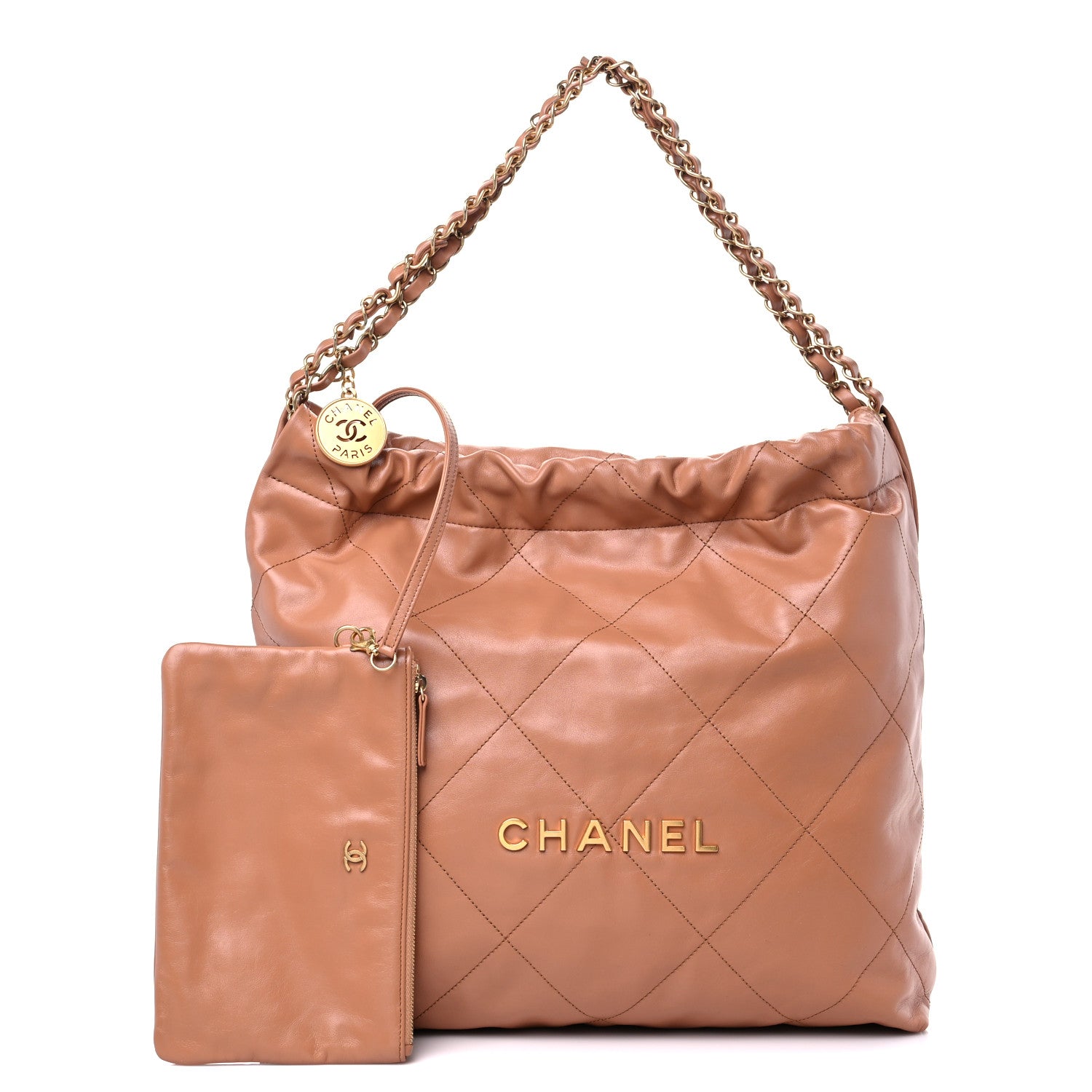 Chanel Shiny Calfskin Quilted Chanel 22 Camel 1 of 10