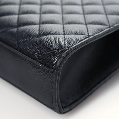 Saint Laurent Grain De Poudre Textured Mixed Matelasse Triquilt Medium Monogram Satchel Black 14 of 19