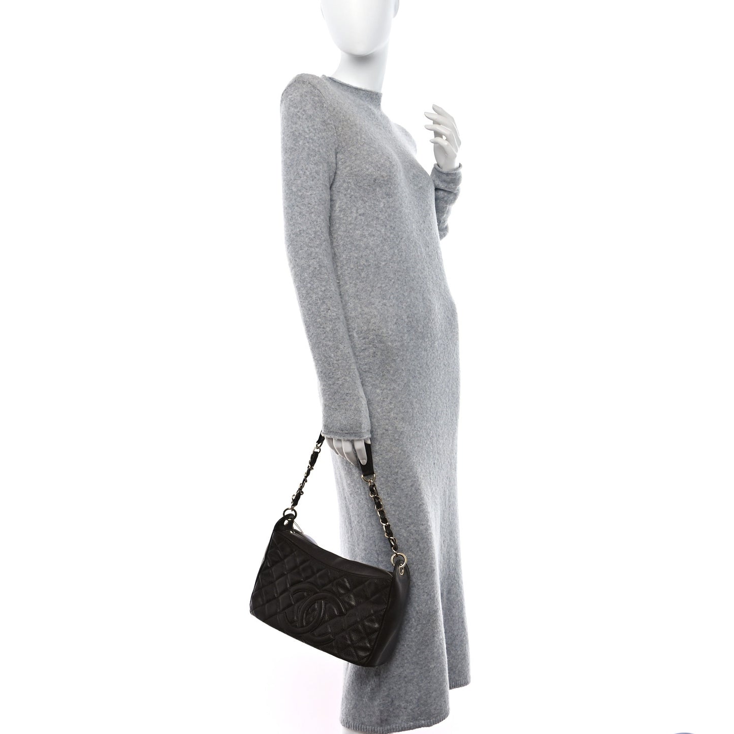 Caviar Quilted Timeless CC Shoulder Bag Brown