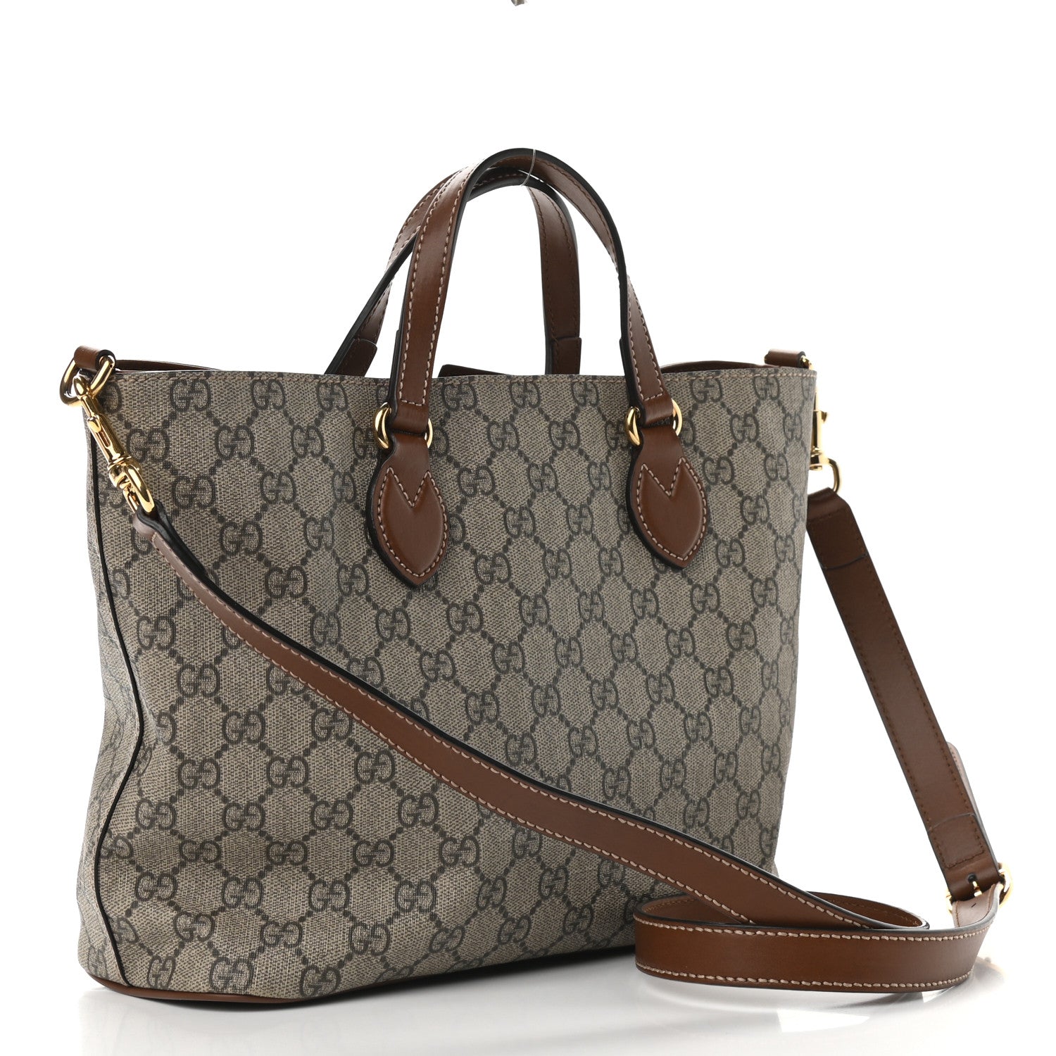 Gucci Soft GG Supreme Monogram Small Crossbody Tote Beige Cuir 3 of 11