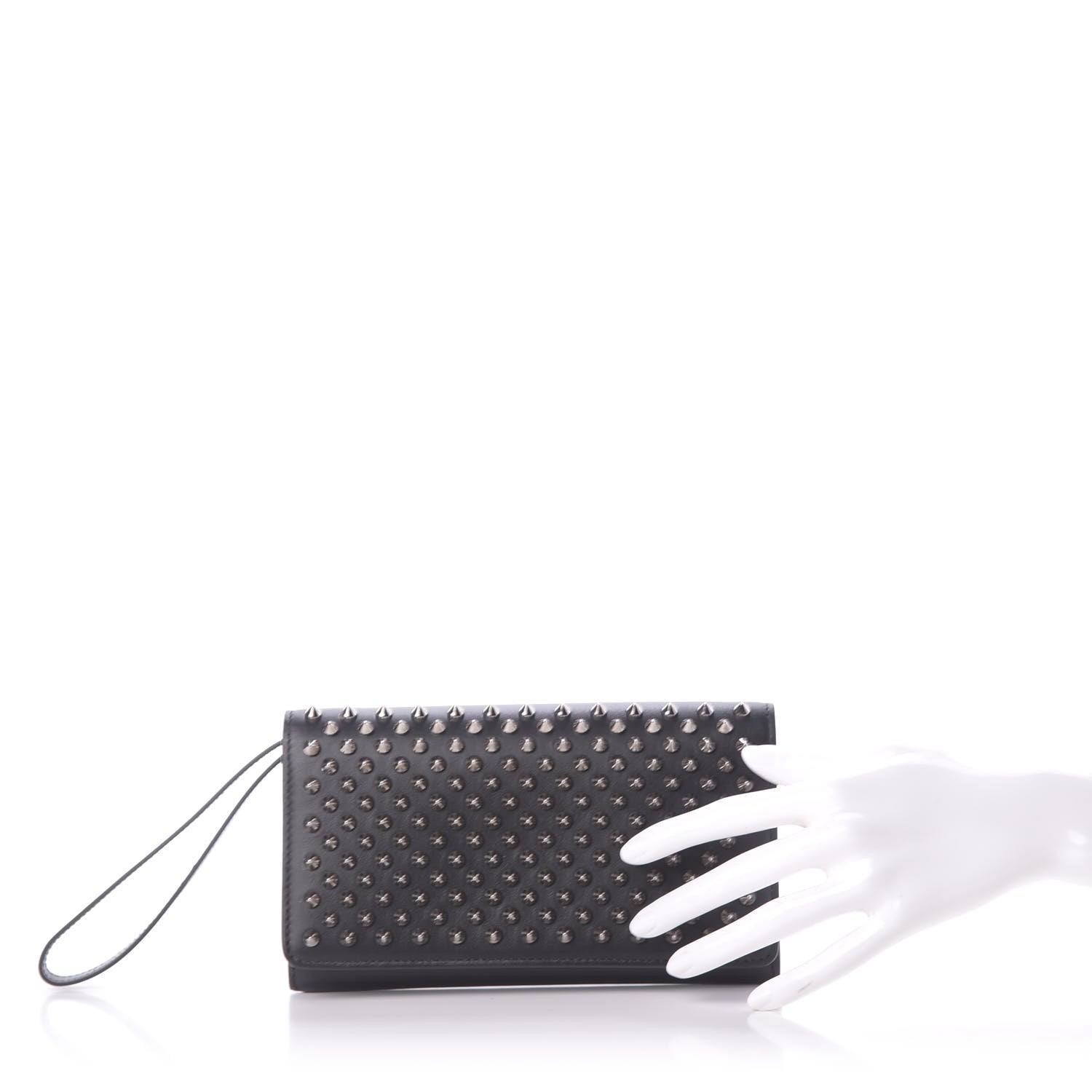 Christian Louboutin Calfskin Macaron Spiked Flap Wallet Black 2 of 10