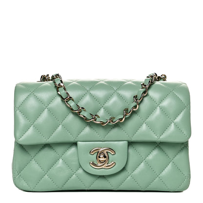 Chanel Lambskin Quilted Mini Rectangular Flap Light Green 1 of 10