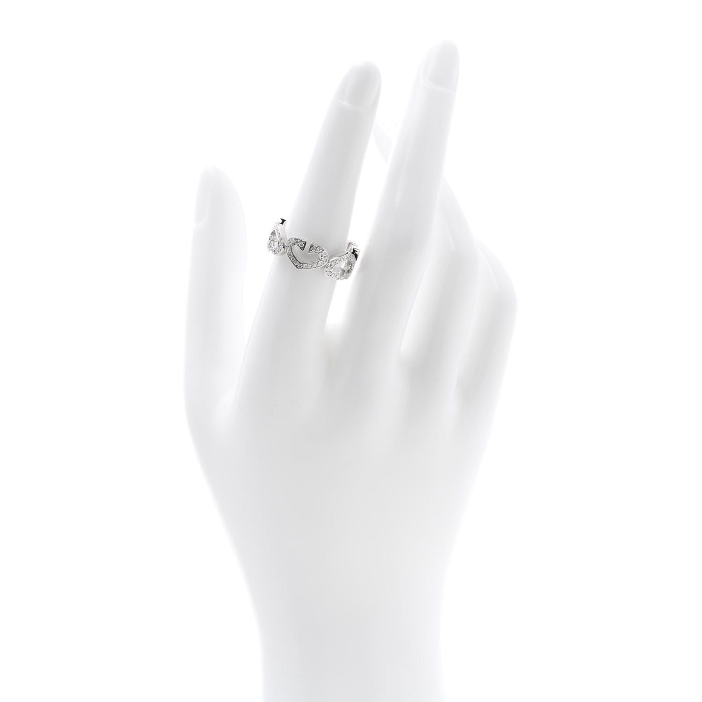 18K White Gold Diamond Hearts and Symbols Paved Ring 54 6.75