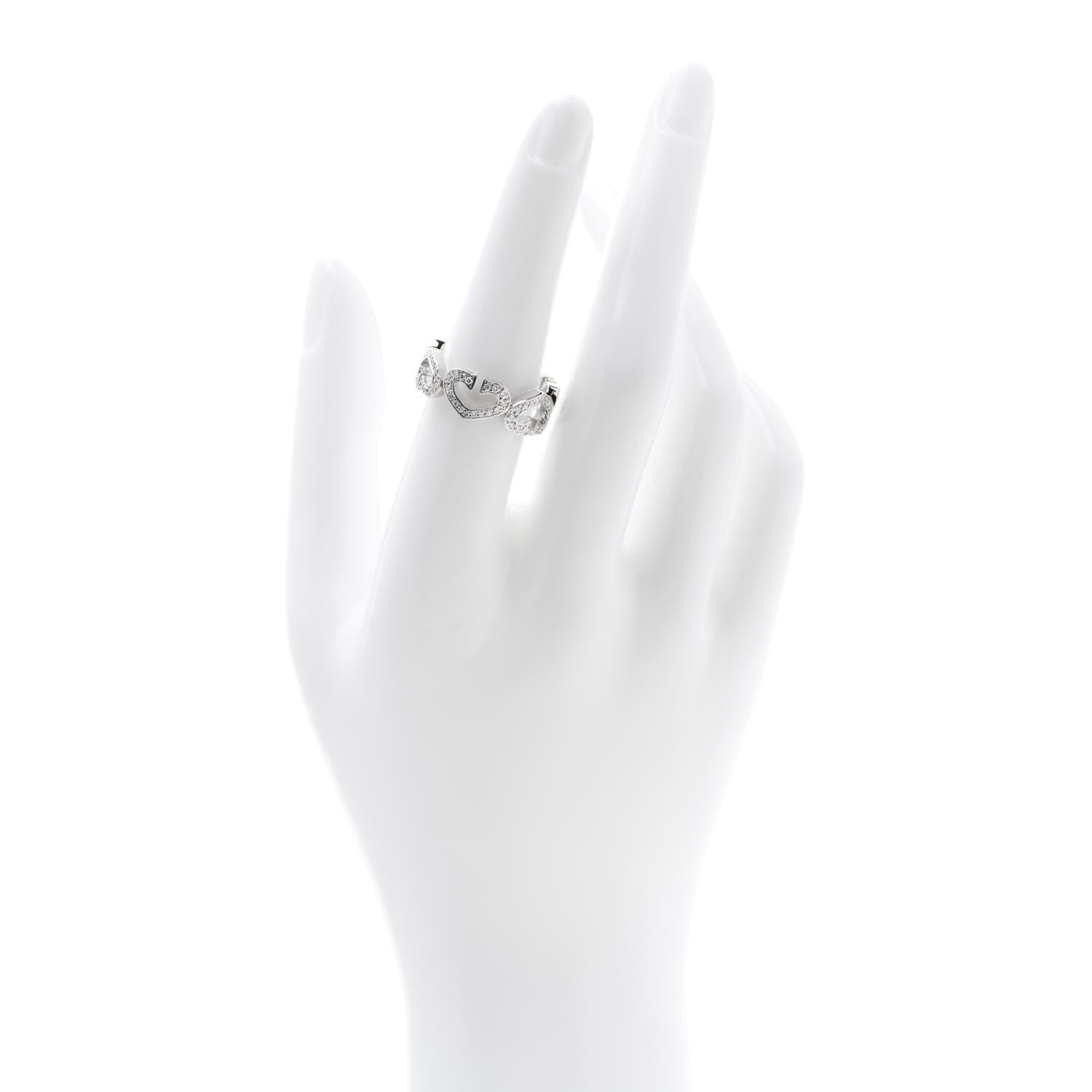 Cartier 18K White Gold Diamond Hearts and Symbols Paved Ring 54 6.75 2 of 6