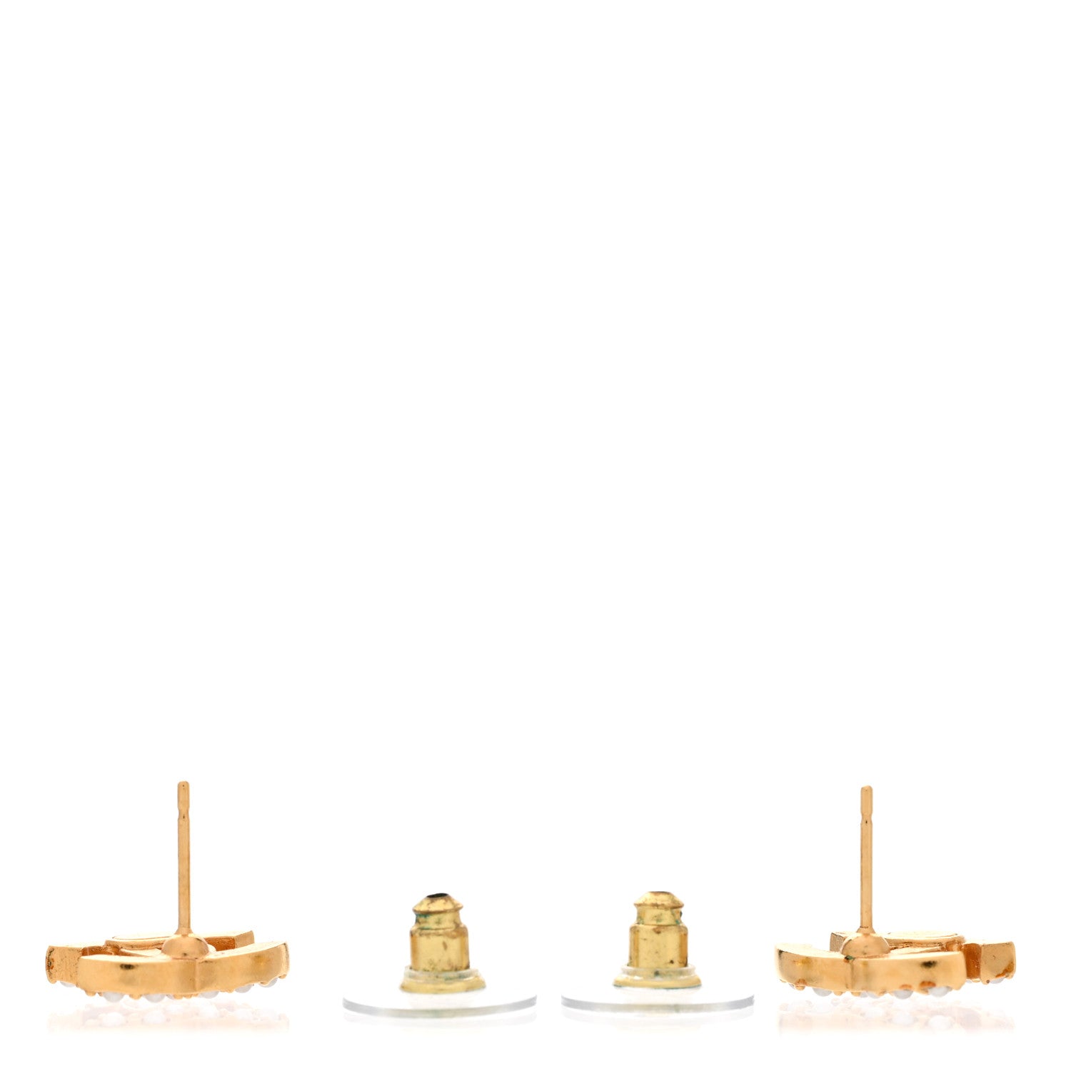 Chanel Pearl Studded CC Earrings Gold 3 of 8