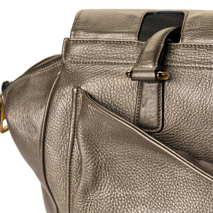 Gucci Metallic Pebbled Calfskin Medium 1973 Top Handle Satchel Golden Beige 15 of 20