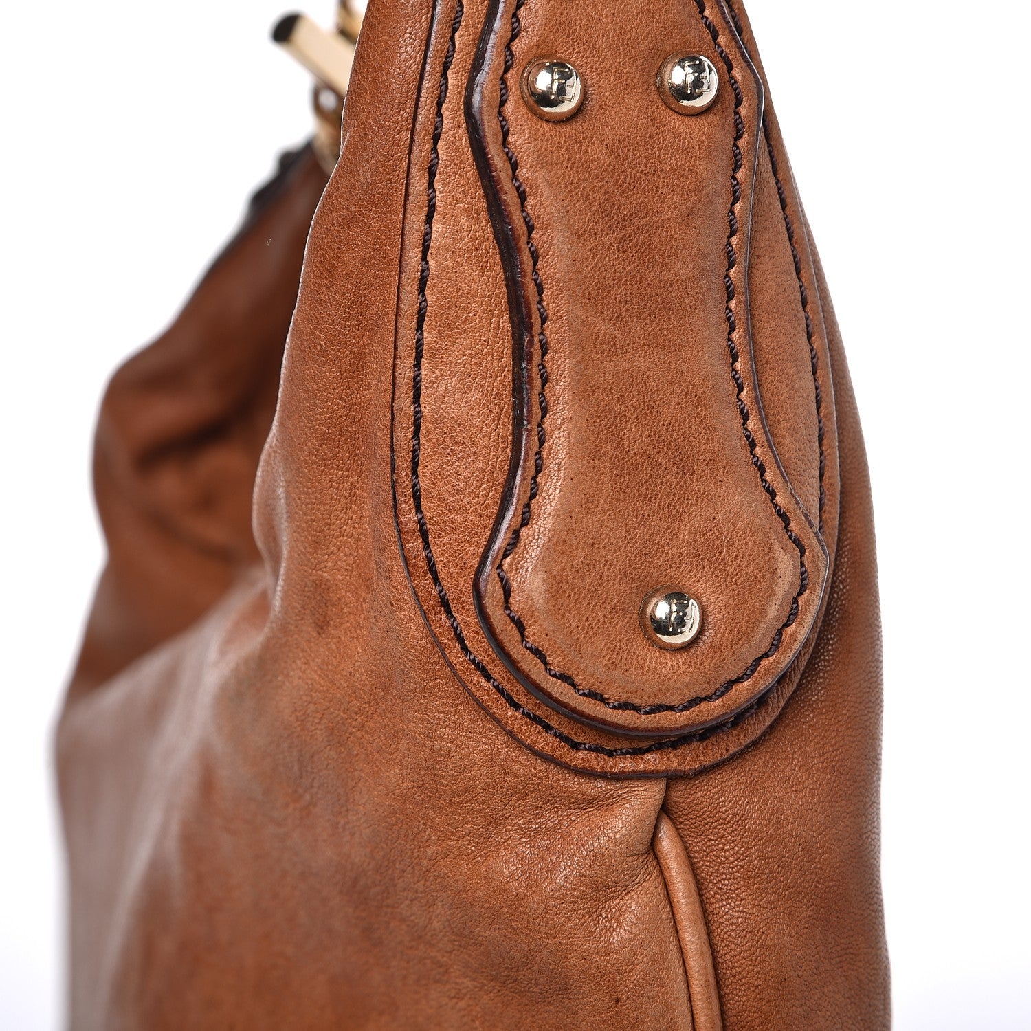 Fendi Lambskin Small Chef Chain Hobo Brown 10 of 11