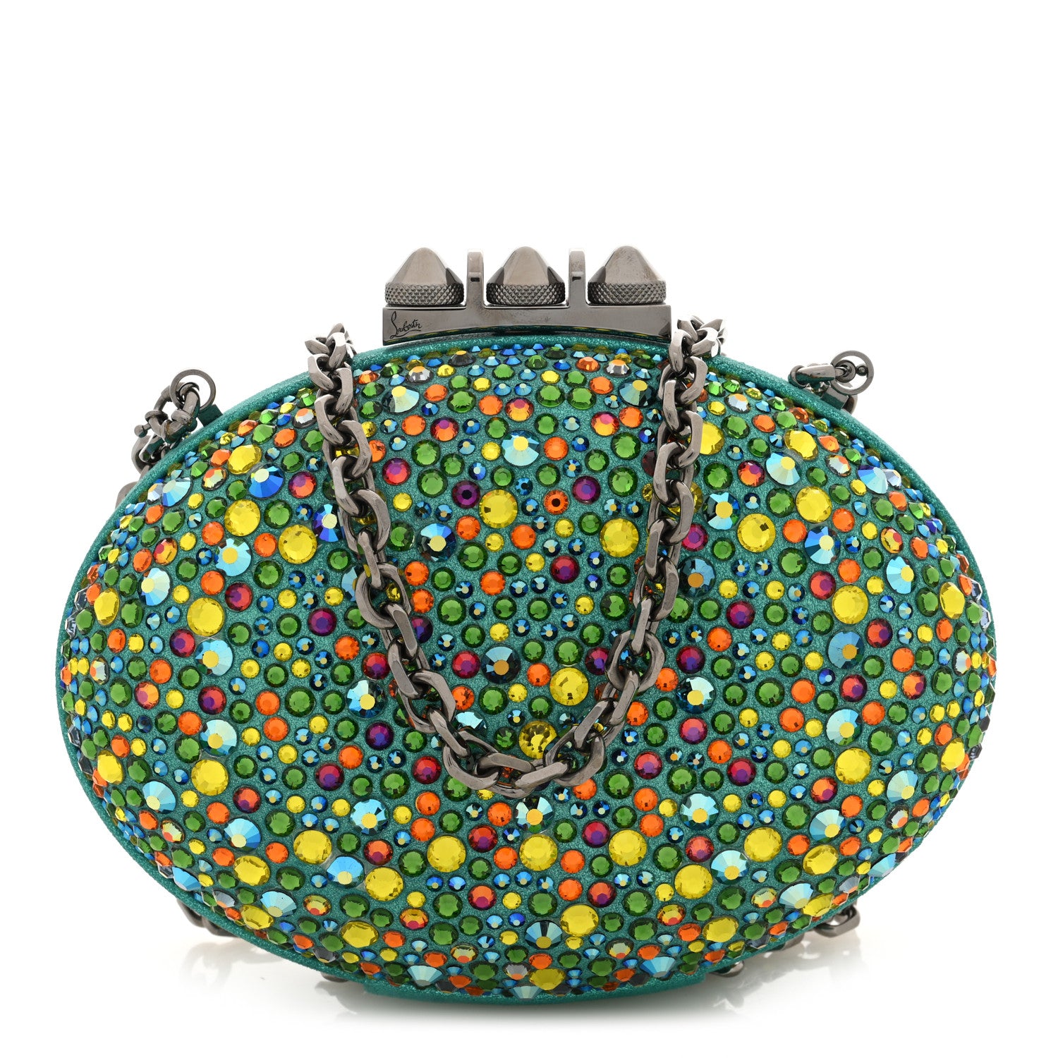 Christian Louboutin Crystal Suede Burma Strass Mina Chain Clutch Multicolor 1 of 9