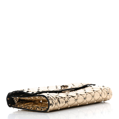 Valentino Garavani Metallic Wrinkled Lambskin Rockstud Spike Wallet on Chain Mekong 3 of 5