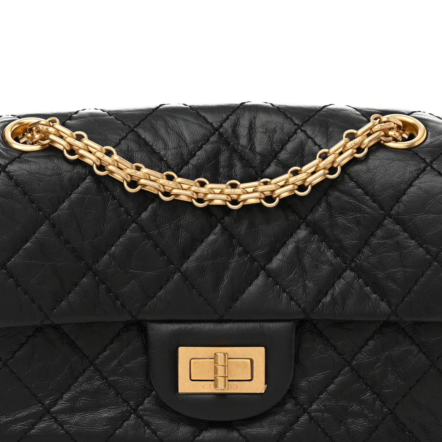 Aged Calfskin Quilted 2.55 Reissue Mini Flap Black