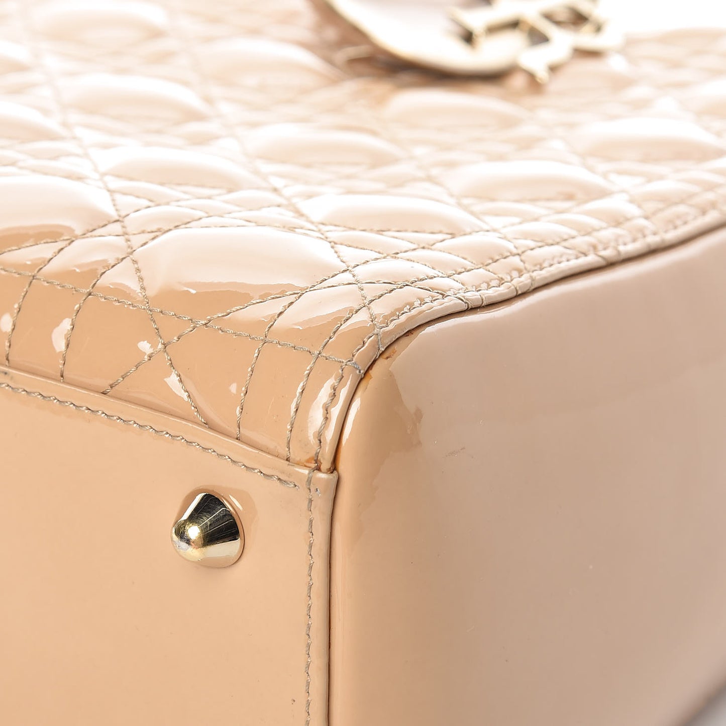 Patent Cannage Large Lady Dior Dark Beige