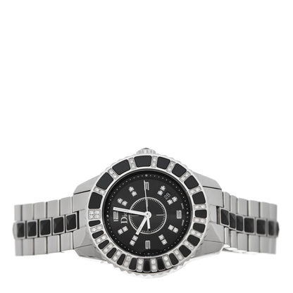 Christian Dior Stainless Steel Diamond Sapphire 33mm Christal Quartz Watch Black 2 of 4