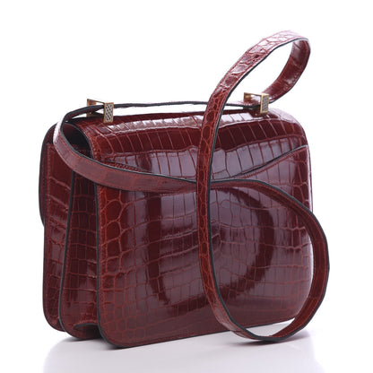 Hermes Shiny Niloticus Crocodile Lizard Marquette Constance 24 Rouge H 2 of 22