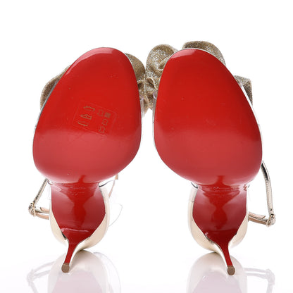 Christian Louboutin Metallic Calfskin Glitter Tonic PVC Fossiliza 100 Sandals 37 Version Light Gold 10 of 16