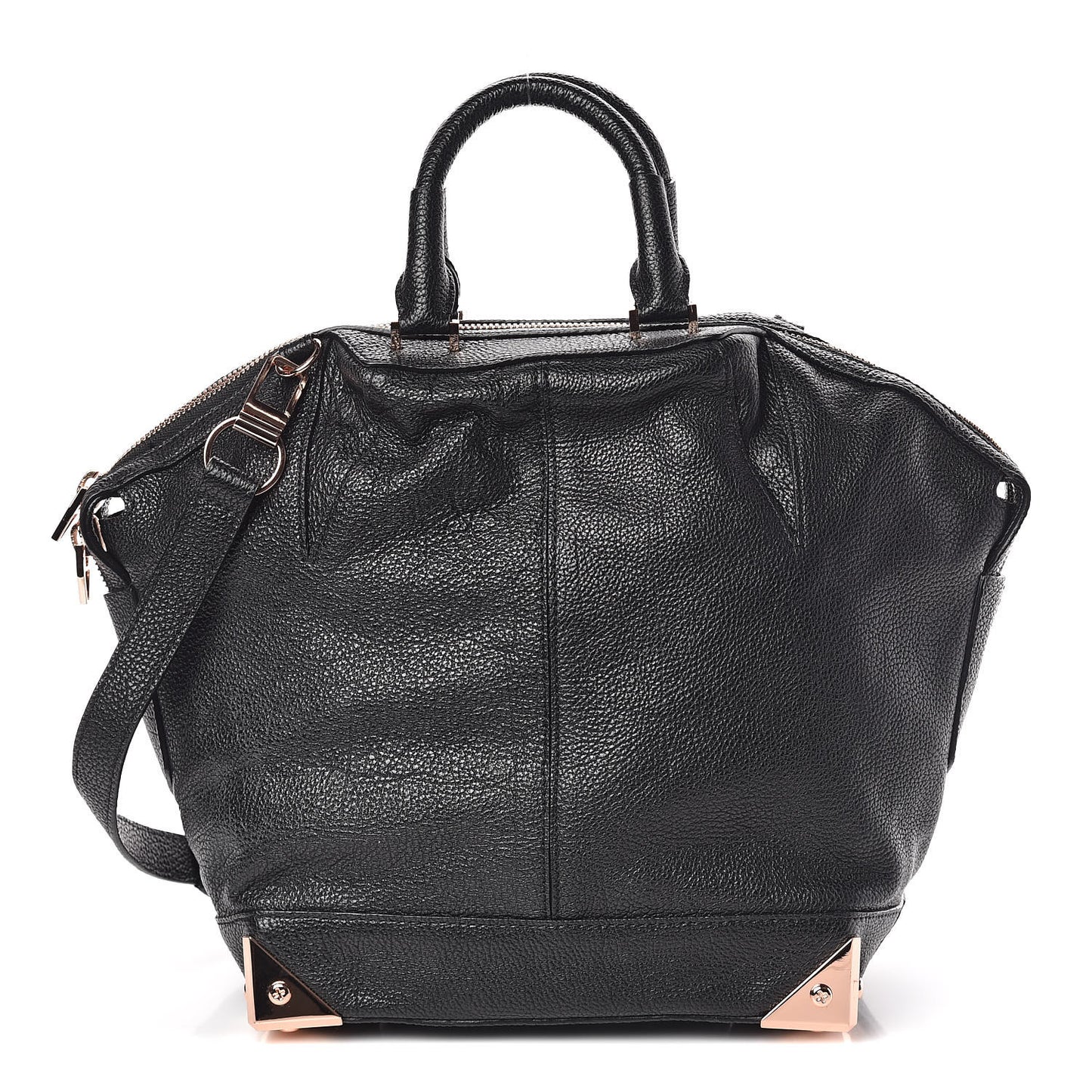 Pebbled Calfskin Small Emile Soft Black Rose Gold Hardware