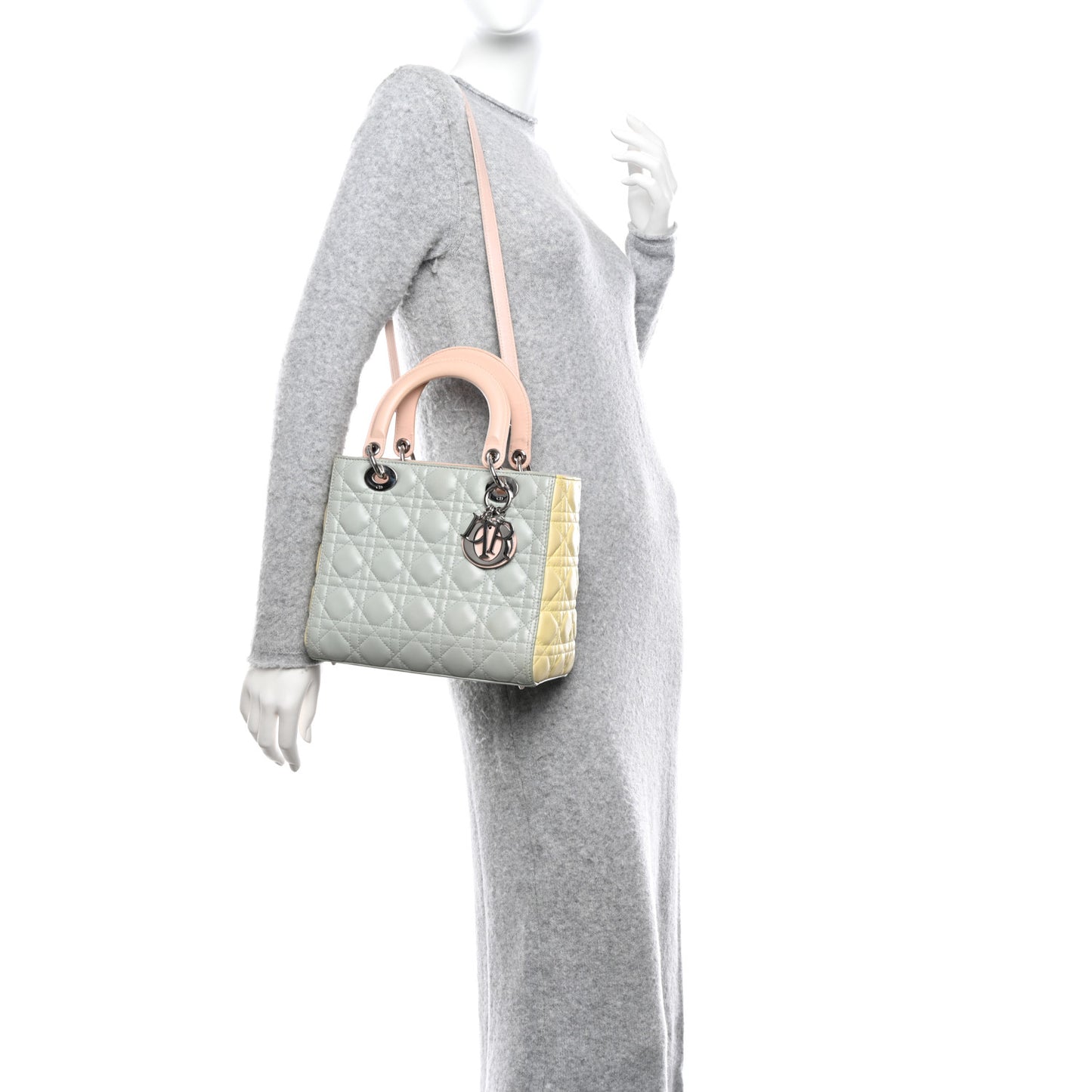 Lambskin Cannage Medium Tri-Color Lady Dior Multicolor