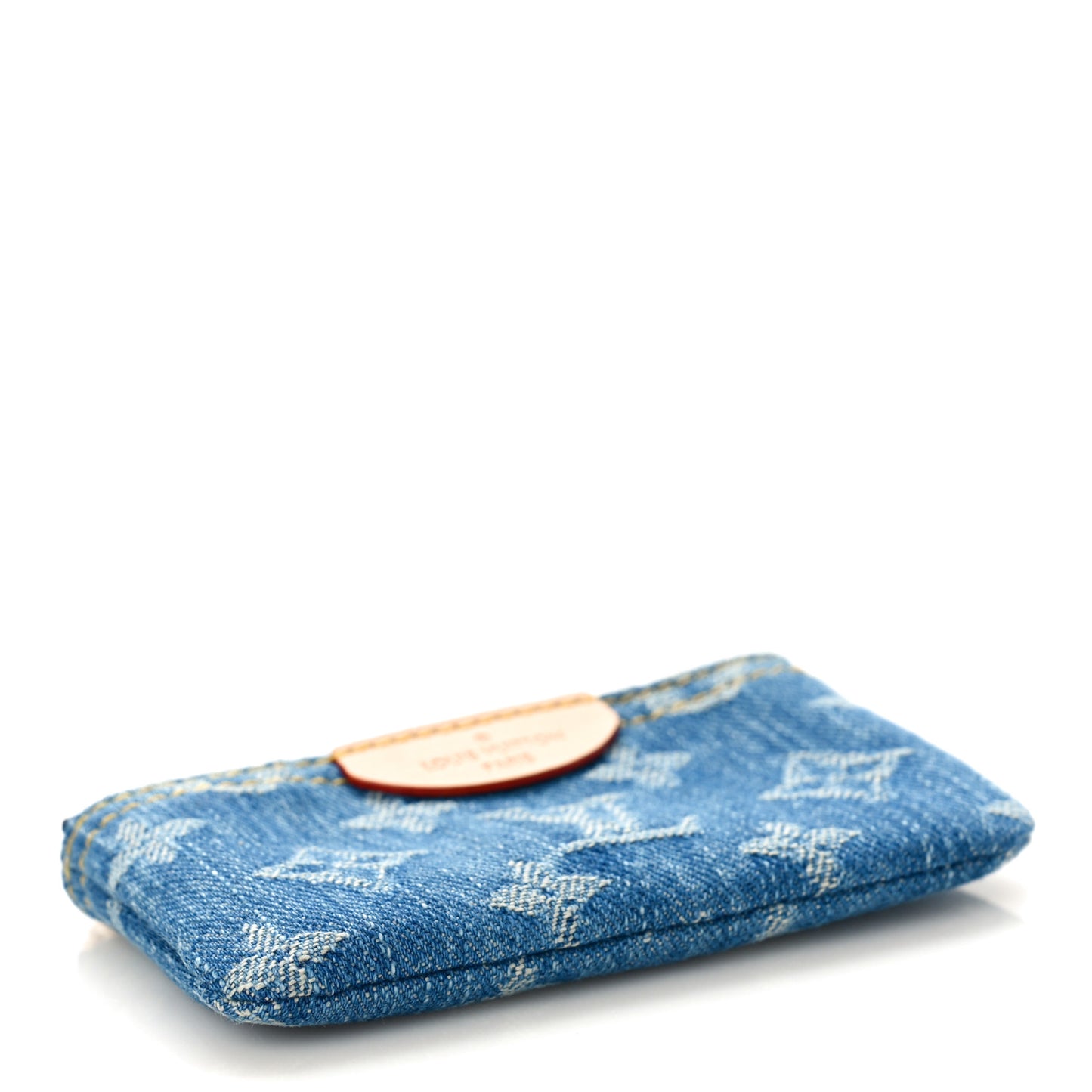 Monogram Denim Key Pouch Denim Blue