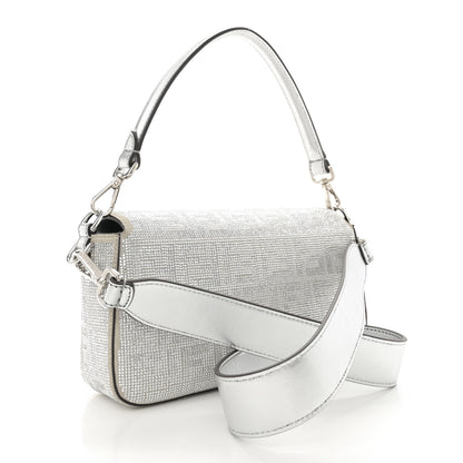 Fendi Crystal Vitello Laminato FF Medium Baguette Crystal Argento 3 of 12