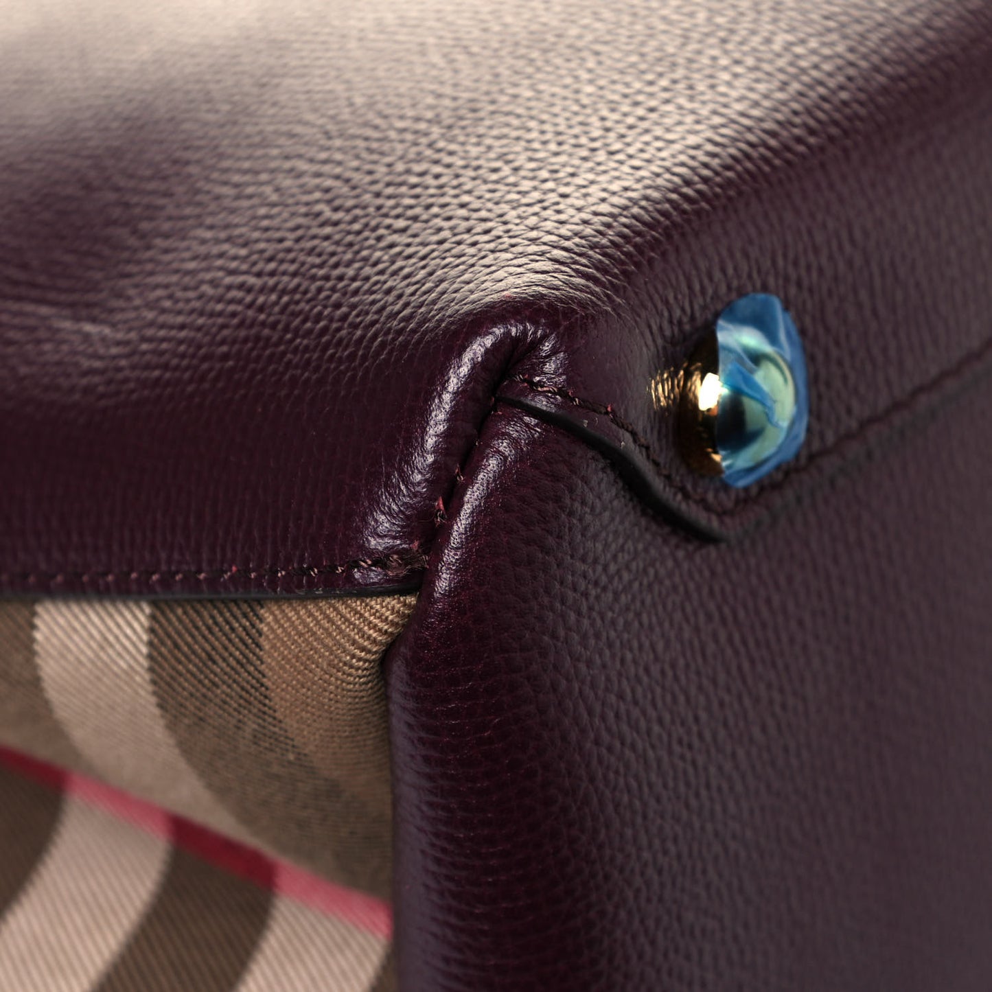 Grainy Calfskin House Check Medium Banner Tote Mahogany Red