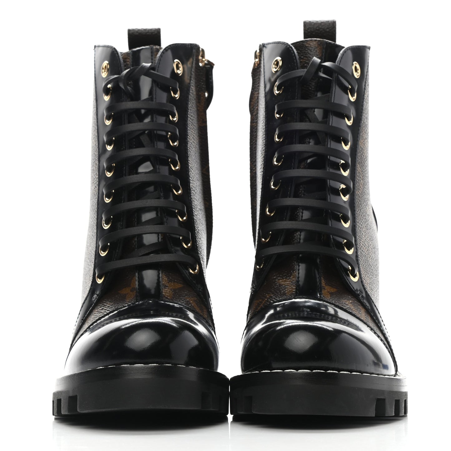 Patent Calfskin Monogram Star Trail Ankle Boots 38 Black